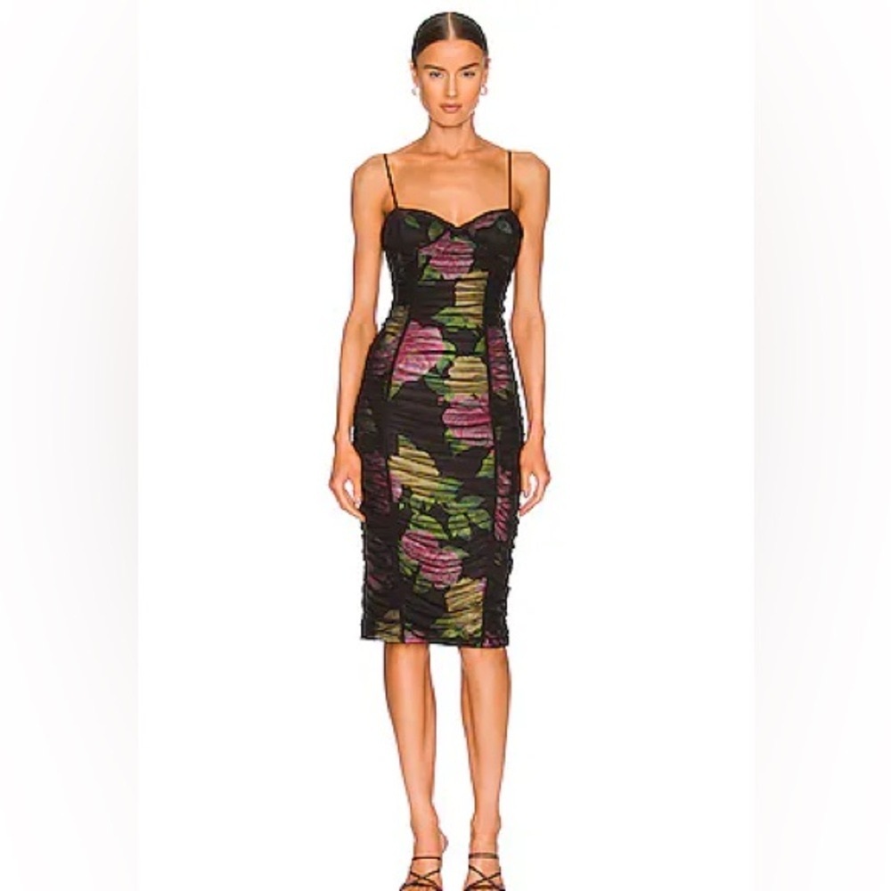 Revolve dress midi black flower small